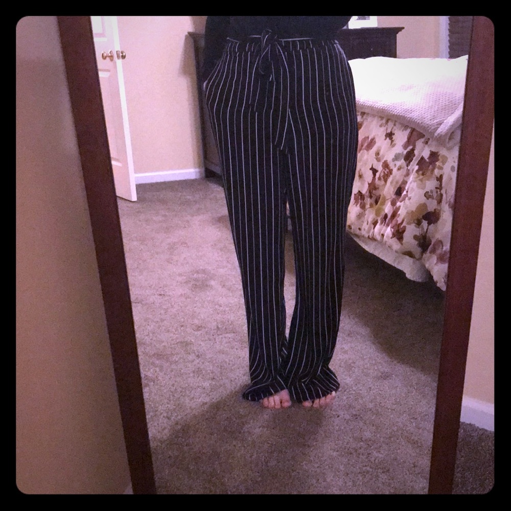 black & white pants